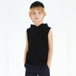 Boys Hooded sleeveless Top-Pullover Hoodie Workout Comfy T-Shirt (5-14 Years)